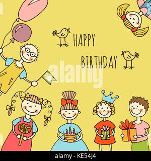 Happy birthday kids Grußkarte Stock Vektor