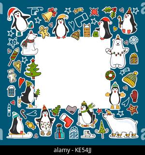 Satz farbiger Weihnachten Symbole Stock Vektor