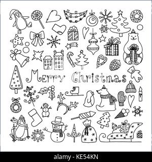 Eingestellt von isolierten frohe Weihnachten Symbole Stock Vektor