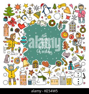 Vektor einrichten der verschiedenen Weihnachten Symbole Stock Vektor