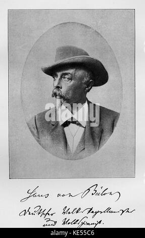 Hans von Bülow, (Bülow) unterzeichneten Portrait. Deutscher Dirigent, Pianist, Komponist. Vom 8. Januar 1830 - 12. Februar 1894 Stockfoto