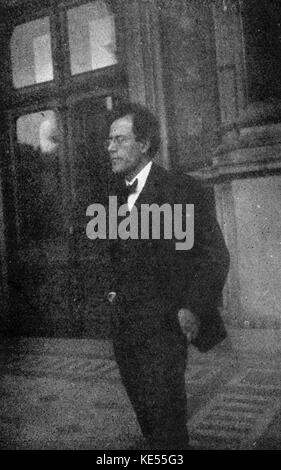 Gustav Mahler in der Loggia der Wiener Staatsoper. Österreichischen Komponisten, den 7. Juli 1860 bis 18. Mai 1911 Stockfoto