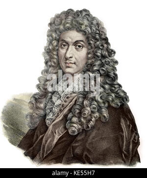Jean Baptiste de Lully, Portrait. 'Grenzüb ergreifend e Komponist, 1632-1687. Eingefärbte Version. Stockfoto