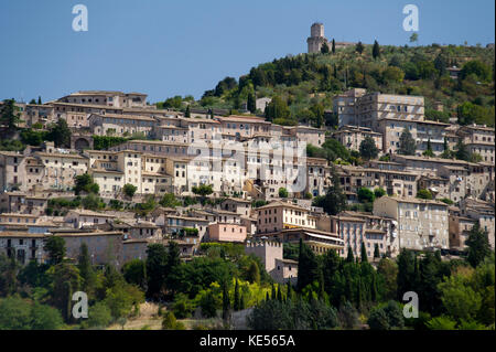 Mittelalterliche Rocca Maggiore (Festung) in Assisi, Umbrien, Italien. 27. August 2017 © wojciech Strozyk/Alamy Stock Foto *** Local Caption *** Stockfoto
