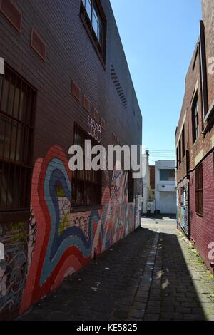 Graffiti und Wandbild in Melbourne, Victoria - Australien. Pic im September 2016 aufgenommen wurde Stockfoto