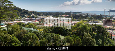 Die Seychellen, Mahe, Victoria, Stadtzentrum, Panoramaaussicht Stockfoto