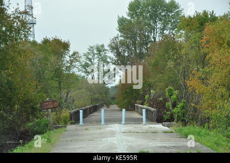 PANMUNJOM - SEPTEMBER 26: Brücke ohne Wiederkehr an der Grenze zwischen Nordkorea und Südkorea im Jahr 2014. Stockfoto