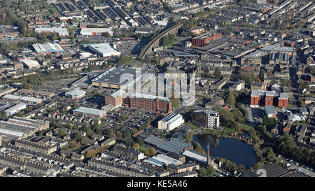 Luftbild der Innenstadt Accrington, Lancashire, Großbritannien Stockfoto