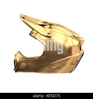 Golden Moto Sport Helm isoliert Stockfoto