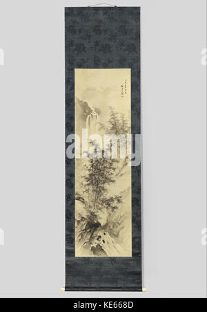 „Summer Bamboo by a Waterfall“ ist ein Kunstwerk des japanischen Künstlers Yamamoto Baiitsu, das seine Meisterschaft in der traditionellen japanischen Malerei zeigt. Das Stück zeigt eine ruhige Naturlandschaft, die Bambus und fließendes Wasser miteinander verbindet und die Ruhe und Schönheit der Natur in der japanischen Kunst symbolisiert. Stockfoto