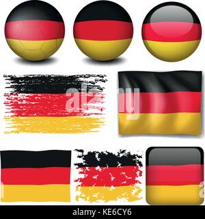 Deutschland Fahne auf verschiedene Elemente Abbildung Stock Vektor
