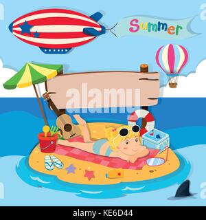 Sommerurlaub am Strand Abbildung Stock Vektor