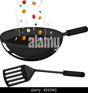 Pfanne und schwarz Spachtel Abbildung Stock Vektor