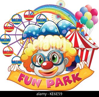Clown Holding unterzeichnen im Circus Abbildung Stock Vektor