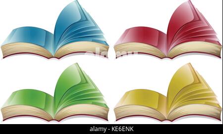 Bücher in vier verschiedenen Farben Abbildung Stock Vektor