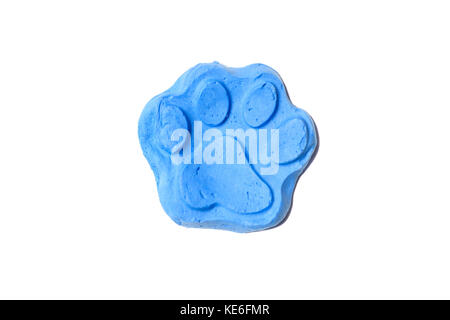 Blau footprint Tier auf weißem Hintergrund Stockfoto