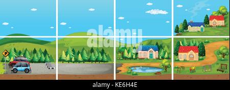 Satz von verschiedenen Szene aus der Landschaft illustration Stock Vektor