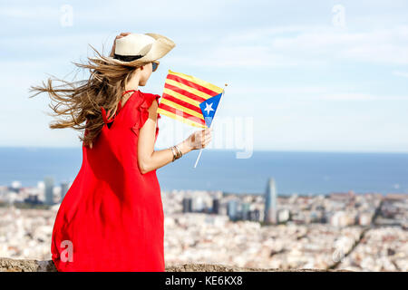 Frau in Barcelona reisen Stockfoto