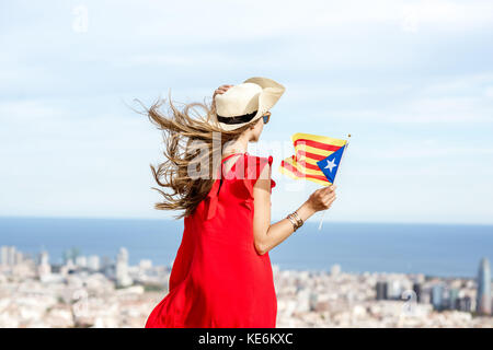 Frau in Barcelona reisen Stockfoto