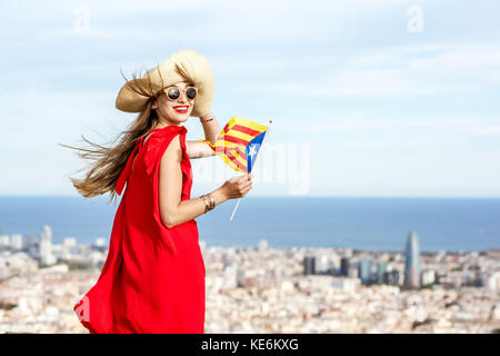 Frau in Barcelona reisen Stockfoto