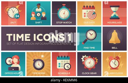 Zeit Symbole - Modernes flaches design Infografiken Elemente Stock Vektor