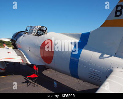 Japanische "Val" Torpedo Bomber im Essex County, New Jersey, Flughafen für einen Räder und Kotflügel im Sommer 2017 zeigen. Stockfoto