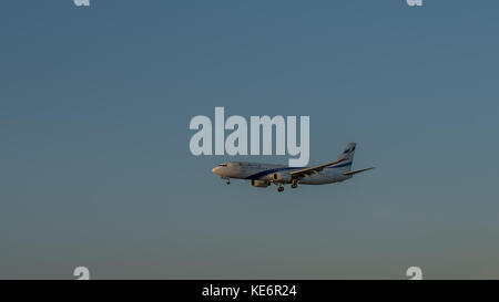 Reisen, Deutschland, Hessen, Frankfurt am Main, Flughafen, Oktober 18. Eine Boeing 737-85P der El Al Israel Airlines mit der Kennung 4X-EKJ. (Foto von Stockfoto