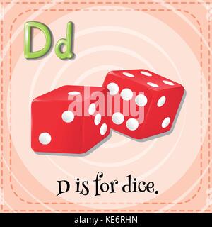 Flashcard von Alphabet d ist für Dice Stock Vektor