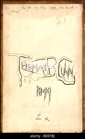 Der Tagebucheintrag von Thomas Butler Gunn vom Juli 1849 gibt Einblicke in die historischen Ereignisse und persönlichen Erfahrungen der Zeit. Der erste Band der Tagebücher gibt einen Einblick in das Leben des 19. Jahrhunderts und beleuchtet die täglichen Aktivitäten, Gedanken und Beobachtungen. Stockfoto