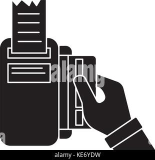 Zahlung mittels Karte Symbol, Vector Illustration, schwarze Zeichen auf isolierten Hintergrund Stock Vektor