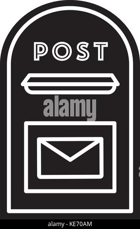 Post Box Symbol, Vector Illustration, schwarze Zeichen auf isolierten Hintergrund Stock Vektor