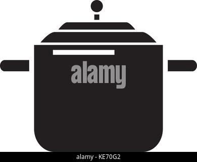 Schnellkochtopf - Topf thermo Symbol, Vector Illustration, schwarze Zeichen auf isolierten Hintergrund Stock Vektor
