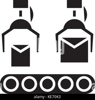 Produktionslinie Symbol, Vector Illustration, schwarze Zeichen auf isolierten Hintergrund Stock Vektor