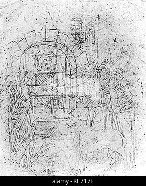 Diese Darstellung des Heiligen Georg aus dem 16. Jahrhundert, wahrscheinlich ein Gemälde oder eine Skulptur, stellt den legendären Ritter dar. Das Bild ist ein Beispiel für religiöse Kunst der Renaissance, die den heldenhaften Kampf des Heiligen Georg mit dem Drachen darstellt und Tugend und Tapferkeit symbolisiert. Stockfoto