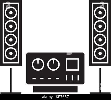 Stereo Sound hi-fi-Symbol System, Vector Illustration, schwarze Zeichen auf isolierten Hintergrund Stock Vektor