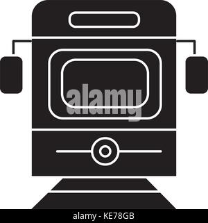 Train-tram Vorderansicht Symbol, Vector Illustration, schwarze Zeichen auf isolierten Hintergrund Stock Vektor