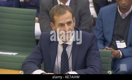 FA Technical Director Dan Ashworth vor dem Komitee für Digital, Kultur, Medien und Sport im Portcullis House in Westminster, London. Stockfoto