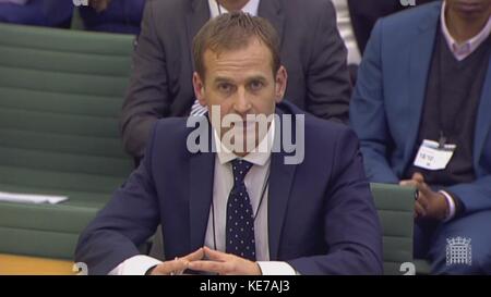 FA Technical Director Dan Ashworth vor dem Komitee für Digital, Kultur, Medien und Sport im Portcullis House in Westminster, London. Stockfoto