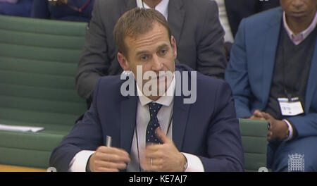 FA Technical Director Dan Ashworth vor dem Komitee für Digital, Kultur, Medien und Sport im Portcullis House in Westminster, London. Stockfoto