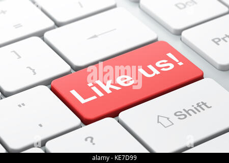 Social media Konzept: wie wir! Auf dem Computer Tastatur Hintergrund Stockfoto