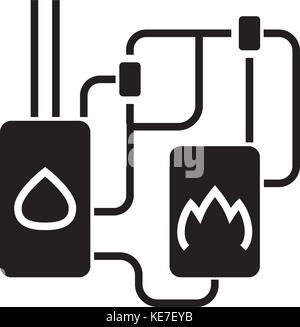 Heizung Symbol System, Vector Illustration, schwarze Zeichen auf isolierten Hintergrund Stock Vektor