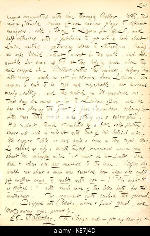 Dieser Eintrag aus den Thomas Butler Gunn Diaries, Band 7, behandelt Ereignisse vom 25. Bis 26. Januar 1856. Die Tagebücher geben einen Überblick über das Leben in der Mitte des 19. Jahrhunderts in den Vereinigten Staaten. Stockfoto