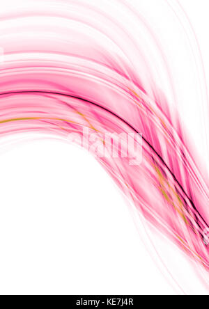 Gebogene Pink Wave ist mit sich kreuzenden transparenten farbigen Streifen auf weißem Hintergrund Stockfoto