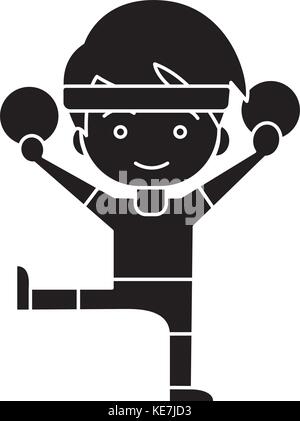 Mann Aerobic - Training - Gymnastik ringe Symbol, Vector Illustration, schwarze Zeichen auf isolierten Hintergrund Stock Vektor