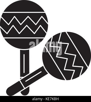 Maracas Symbol, Vector Illustration, schwarze Zeichen auf isolierten Hintergrund Stock Vektor