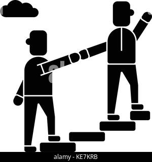 Mentor - Helfen - Mentoring - Wenn das Ziel Symbol, Vector Illustration, schwarze Zeichen auf isolierten Hintergrund Stock Vektor