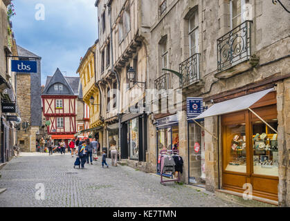 Frankreich, Bretagne, Morbihan, Vannes, Rue Sant-Salomon, cobled Straße in der historischen Altstadt Stockfoto
