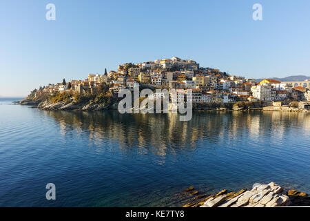 Tolles Panorama der Altstadt von Kavala, Ostmakedonien und Thrakien, Griechenland Stockfoto