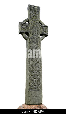 Keltisches Kreuz. Cut-out von St Martin's Cross, die außerhalb Iona Abbey, Isle of Iona, Schottland, UK steht. Stockfoto