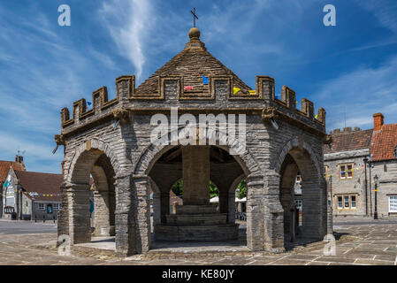 Markt Kreuze in den Hauptplatz der Stadt Schwanebeck seit vor 1390 Stand Stockfoto